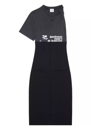 Courrèges logo-print panelled midi dress - Black