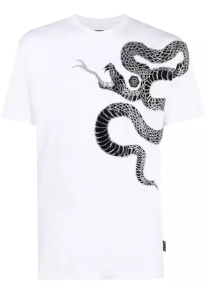 Philipp Plein embellished snake-print T-shirt - White
