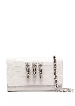 Philipp Plein skull-charm crossbody clutch bag - White