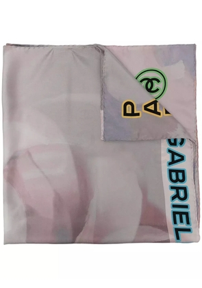 CHANEL Pre-Owned CC Camélia motif silk scarf - Pink