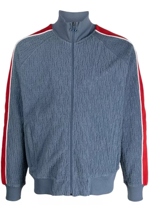 Diesel stripe-sleeve zip-up sweatshirt - Blue