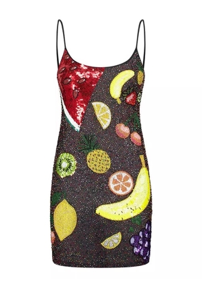 Leslie Amon sequin fruit mini dress - Black