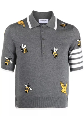 Thom Browne 4-Bar intarsia-knit polo shirt - Grey