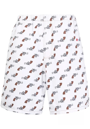 DUOltd graphic-print denim shorts - White