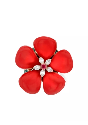 Pragnell 18kt yellow gold Wildflower poppy ruby and diamond ring