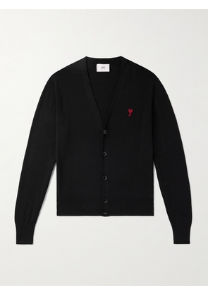 AMI PARIS - Slim-Fit Logo-Embroidered Merino Wool Cardigan - Men - Black - XS