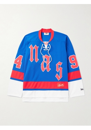 SAINT MXXXXXX - Nas Logo-Appliquéd Jersey Shirt - Men - Blue - S/M