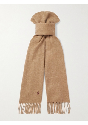 Polo Ralph Lauren - Fringed Logo-Embroidered Cashmere Scarf - Men - Brown
