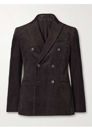 Mr P. - Slim-Fit Double-Breasted Cotton and Cashmere-Blend Corduroy Tuxedo Jacket - Men - Brown - 38
