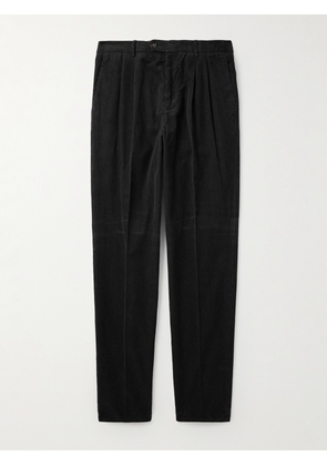 Brunello Cucinelli - Tapered Pleated Cotton-Corduroy Trousers - Men - Black - IT 44