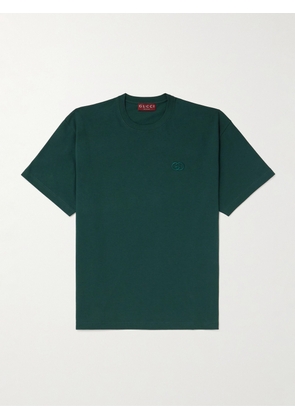 Gucci - Logo-Embroidered Cotton-Jersey T-Shirt - Men - Green - S