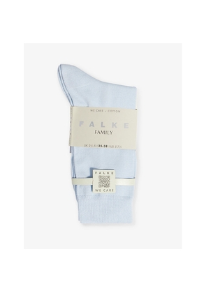 Womens Falke Family Brand-Print Cotton-Blend Knitted Socks