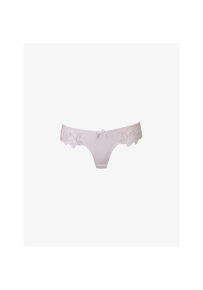 Womens Agent Provocateur Lindie Mid-Rise Embroidered Floral Mesh Briefs