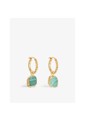 Womens Missoma Pyramid Mini 18ct Yellow Gold-Plated Vermeil and Amazonite Charm Hoop Earrings
