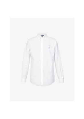 Mens Polo Ralph Lauren Long-Sleeved Logo-Embroidered Custom-Fit Stretch Cotton-Poplin Shirt