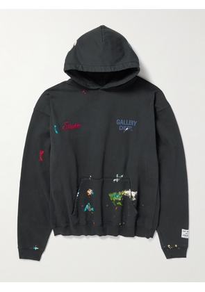 Gallery Dept. - Paint-Splattered Embellished Cotton-Jersey Hoodie - Men - Black - S