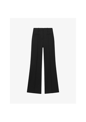 Womens Reiss Claude Pinched-Seam Flared-Leg High-Rise Stretch-Woven Trousers