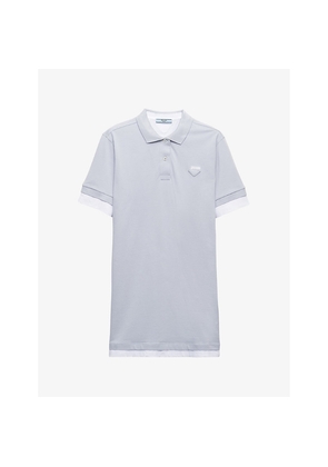 Womens Prada Logo-Patch Short-Sleeve Piqué-Cotton and Jersey Mini Dress