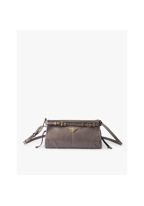 Womens Prada Brand-Plaque Small Leather Shoulder Bag