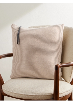 Brunello Cucinelli - Bead-Embellished Ribbed Cashmere Cushion - Men - Neutrals