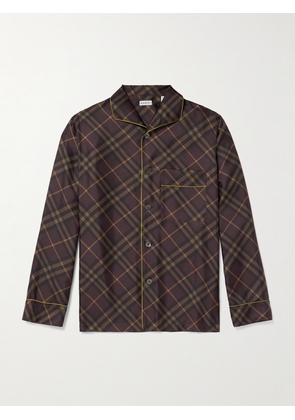 Burberry - Piped Checked Silk Shirt - Men - Brown - S