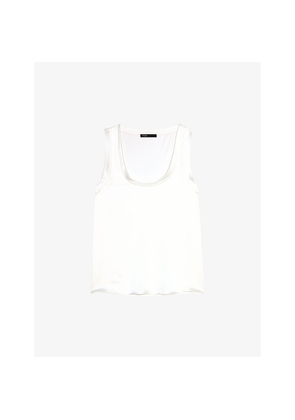 Womens Maje Round-Neck Relaxed-Fit Stretch-Silk Top