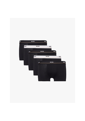 Mens Boss Branded Waistband Stretch-Cotton Boxer Trunks