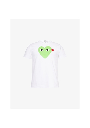 Mens Comme Des Garcons Play Big and Small Heart Brand-Appliqué Cotton-Jersey T-Shirt