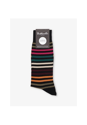 Mens Pantherella Kilburn Stripe Pattern Cotton-Blend Socks