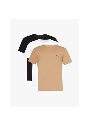 Mens Boss Crewneck Brand-Embroidered Pack Of Three Cotton-Jersey T-Shirts
