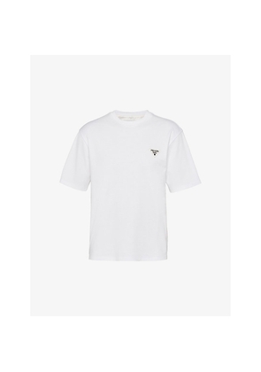 Mens Prada Logo-Patch Crewneck Cotton T-Shirt
