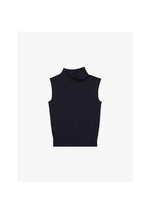 Womens Reiss Harper Funnel-Neck Sleeveless Wool Top