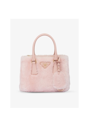 Womens Prada Galleria Mini Shearling Top-Handle Bag