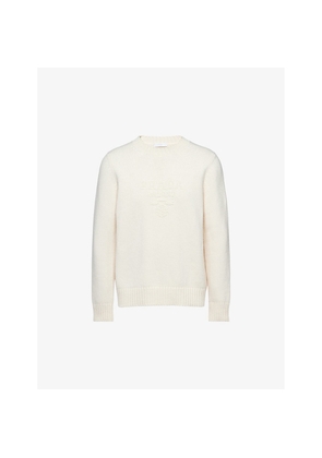 Mens Prada Brand-Embroidered Crewneck Wool and Cashmere-Blend Jumper