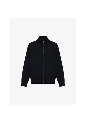 Mens Reiss Hampshire Funnel-Neck Zip-Through Merino-Wool Cardigan