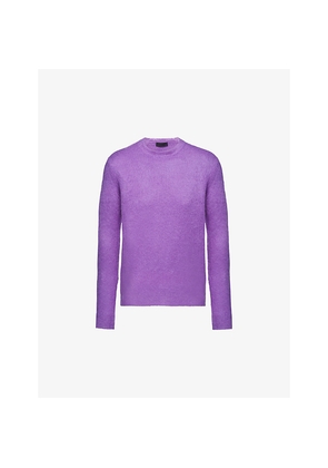 Mens Prada Brand-Badge Crewneck Mohair-Blend Sweatshirt