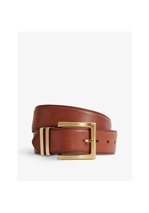 Womens Reiss Brompton Square-Buckle Leather Belt