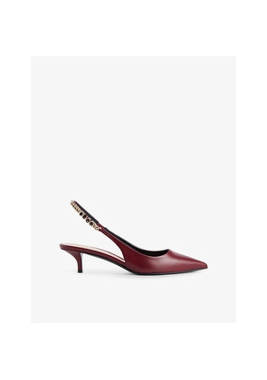 Womens Gucci Signoria Slingback Heeled Leather Pumps