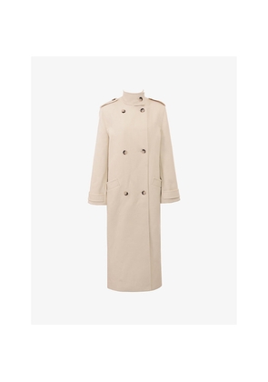 Womens House of CB Sander Funnel-Neck Double-Breasted Woven Coat