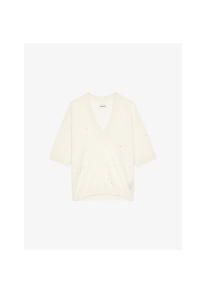 Womens Zadig&Voltaire Wully Rhinestone Knitted Top