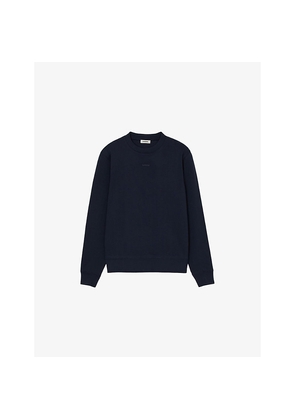 Mens Sandro Tonal-Logo Crewneck Cotton-Jersey Sweatshirt