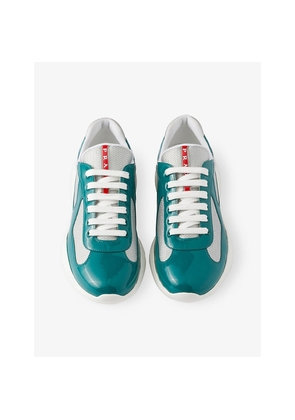 Mens Prada America's Cup Patent-Leather Low-Top Trainers