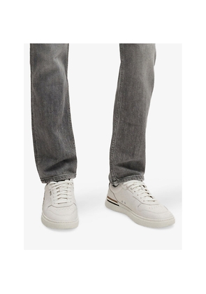 Mens Debossed-Branded Leather Low-Top Trainers