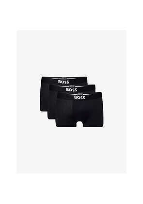 Mens Boss One x David Beckham Logo-Waistband Pack Of Three Stretch-Cotton Trunks