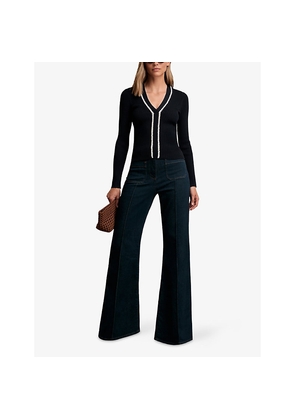 Womens Reiss Lauri Craft-Stitch Ribbed-Knit Top