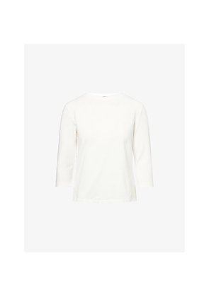 Womens Weekend Max Mara Multia Brand-Print Stretch-Cotton Top