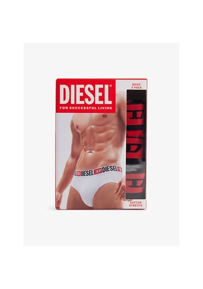 Mens Diesel Branded-Waistband Pack Of Three Stretch-Cotton Briefs