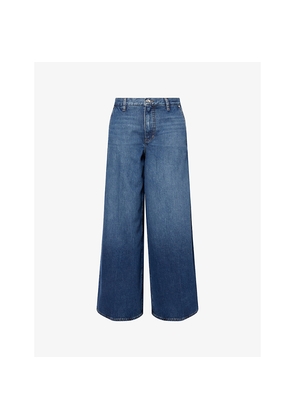 Womens Frame Drape Wide-Leg Cotton-Blend Jeans