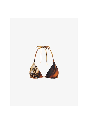 Womens Roberto Cavalli x Skims Triangle Printed Bikini Top