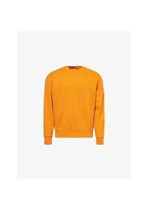 Mens Cp Company Branded-Lens Patch Crewneck Cotton Sweater
